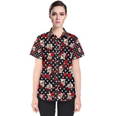 Skulls And Roses Women s Short Sleeve Shirt