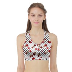 Skulls And Roses Sports Bra With Border by Valentinaart