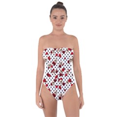 Skulls And Roses Tie Back One Piece Swimsuit by Valentinaart