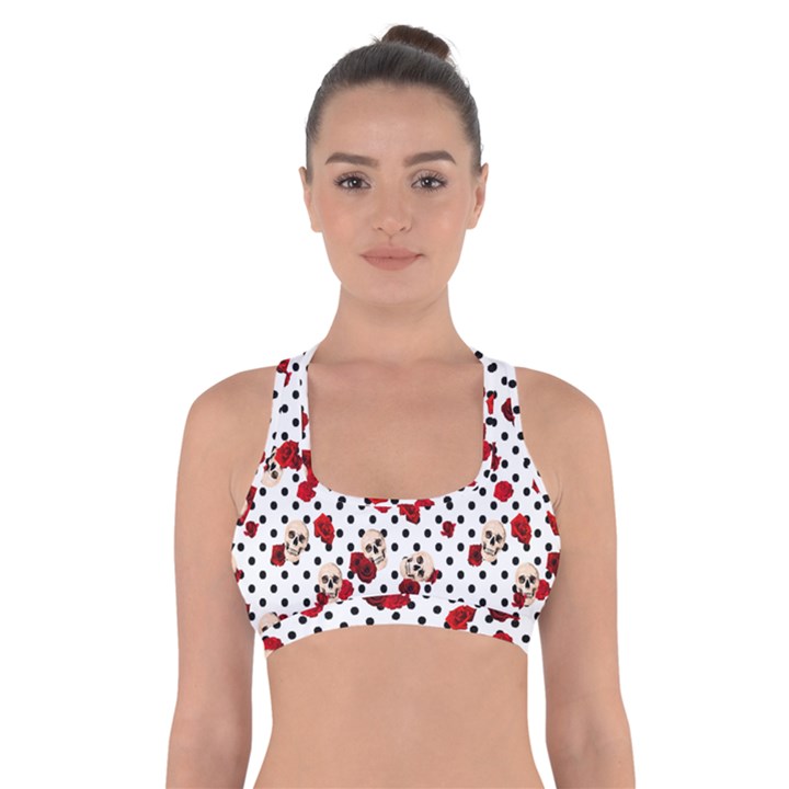 Skulls and roses Cross Back Sports Bra