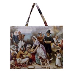 The First Thanksgiving Zipper Large Tote Bag by Valentinaart