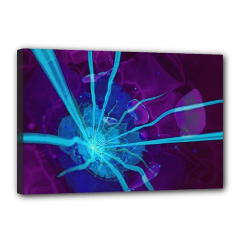 Beautiful Bioluminescent Sea Anemone Fractalflower Canvas 18  X 12  by jayaprime