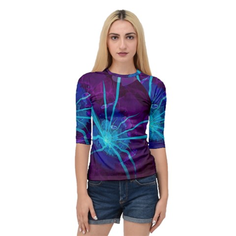 Beautiful Bioluminescent Sea Anemone Fractalflower Quarter Sleeve Raglan Tee by jayaprime