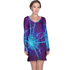 Beautiful Bioluminescent Sea Anemone Fractalflower Long Sleeve Nightdress by jayaprime