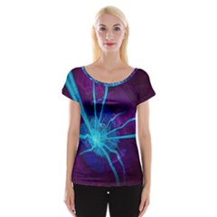 Beautiful Bioluminescent Sea Anemone Fractalflower Cap Sleeve Tops by jayaprime