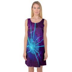 Beautiful Bioluminescent Sea Anemone Fractalflower Sleeveless Satin Nightdress by jayaprime