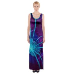 Beautiful Bioluminescent Sea Anemone Fractalflower Maxi Thigh Split Dress by jayaprime