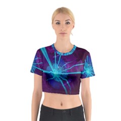 Beautiful Bioluminescent Sea Anemone Fractalflower Cotton Crop Top by jayaprime