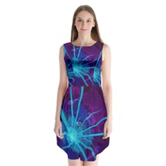 Beautiful Bioluminescent Sea Anemone Fractalflower Sleeveless Chiffon Dress   by jayaprime