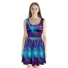 Beautiful Bioluminescent Sea Anemone Fractalflower Split Back Mini Dress  by jayaprime