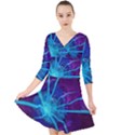 Beautiful Bioluminescent Sea Anemone Fractalflower Quarter Sleeve Front Wrap Dress	 View1