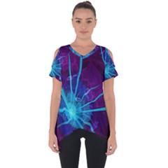 Beautiful Bioluminescent Sea Anemone Fractalflower Cut Out Side Drop Tee