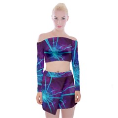 Beautiful Bioluminescent Sea Anemone Fractalflower Off Shoulder Top With Mini Skirt Set by jayaprime