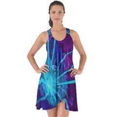 Beautiful Bioluminescent Sea Anemone Fractalflower Show Some Back Chiffon Dress