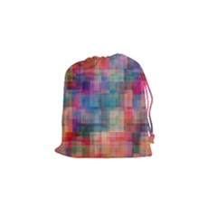 Rainbow Prism Plaid  Drawstring Pouches (small)  by KirstenStar