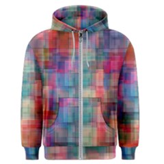 Rainbow Prism Plaid  Men s Zipper Hoodie by KirstenStar