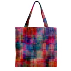 Rainbow Prism Plaid  Zipper Grocery Tote Bag by KirstenStar