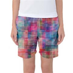 Rainbow Prism Plaid  Women s Basketball Shorts by KirstenStar