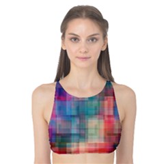 Rainbow Prism Plaid  Tank Bikini Top by KirstenStar