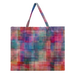 Rainbow Prism Plaid  Zipper Large Tote Bag by KirstenStar