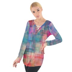 Rainbow Prism Plaid  Tie Up Tee by KirstenStar