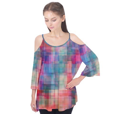 Rainbow Prism Plaid  Flutter Tees by KirstenStar