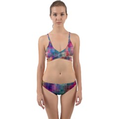 Rainbow Prism Plaid  Wrap Around Bikini Set