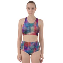 Rainbow Prism Plaid  Racer Back Bikini Set