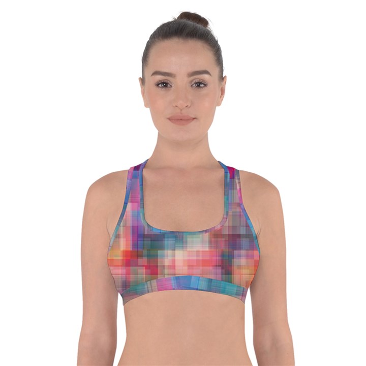 Rainbow Prism Plaid  Cross Back Sports Bra