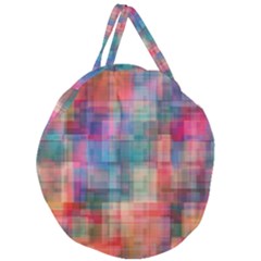 Rainbow Prism Plaid  Giant Round Zipper Tote