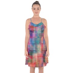 Rainbow Prism Plaid  Ruffle Detail Chiffon Dress by KirstenStar