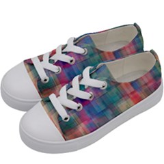 Rainbow Prism Plaid  Kids  Low Top Canvas Sneakers