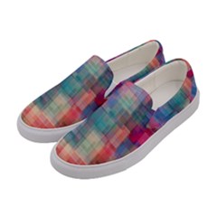 Rainbow Prism Plaid  Women s Canvas Slip Ons