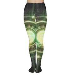 Green Chaos Clock, Steampunk Alchemy Fractal Mandala Women s Tights by jayaprime