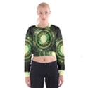 Green Chaos Clock, Steampunk Alchemy Fractal Mandala Cropped Sweatshirt View1