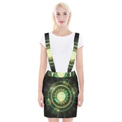 Green Chaos Clock, Steampunk Alchemy Fractal Mandala Braces Suspender Skirt by jayaprime