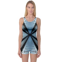 6th Dimension Metal Abstract Obtained Through Mirroring One Piece Boyleg Swimsuit by Celenk