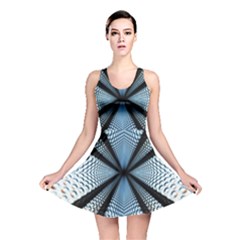 6th Dimension Metal Abstract Obtained Through Mirroring Reversible Skater Dress by Celenk