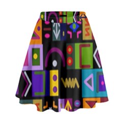 Abstract A Colorful Modern Illustration High Waist Skirt by Celenk