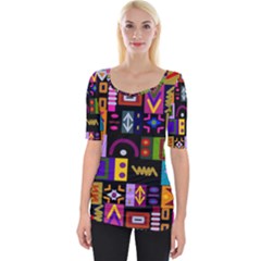 Abstract A Colorful Modern Illustration Wide Neckline Tee