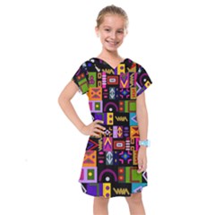 Abstract A Colorful Modern Illustration Kids  Drop Waist Dress