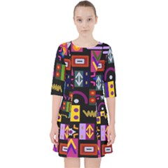 Abstract A Colorful Modern Illustration Pocket Dress