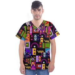 Abstract A Colorful Modern Illustration Men s V-neck Scrub Top