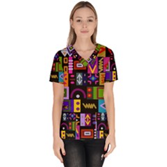 Abstract A Colorful Modern Illustration Scrub Top