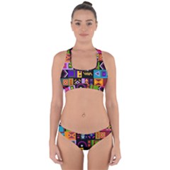 Abstract A Colorful Modern Illustration Cross Back Hipster Bikini Set