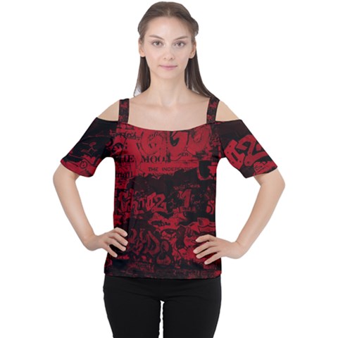 Graffiti Cutout Shoulder Tee by ValentinaDesign