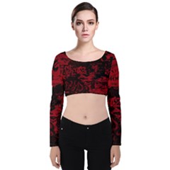 Graffiti Velvet Long Sleeve Crop Top