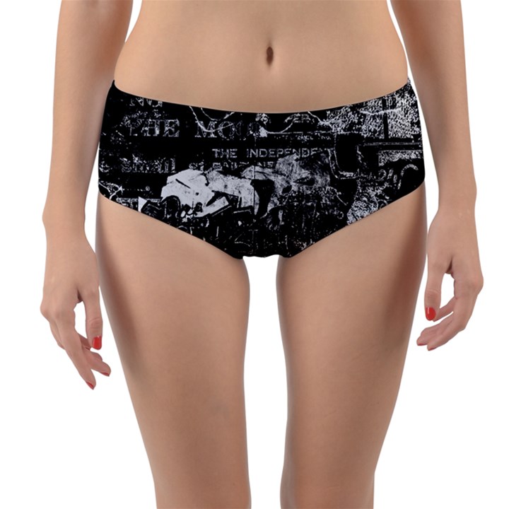 Graffiti Reversible Mid-Waist Bikini Bottoms