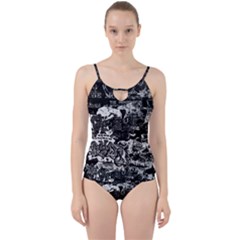 Graffiti Cut Out Top Tankini Set