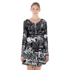 Graffiti Long Sleeve Velvet V-neck Dress by ValentinaDesign